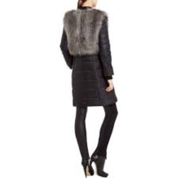 BCBG Maxazria Black Noel Quilted Jacket with removable faux fur - Picture 2 of 5